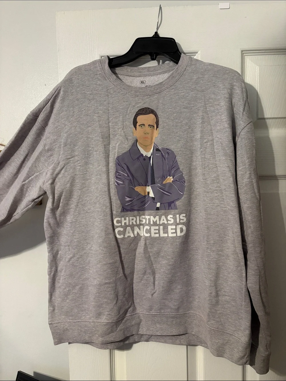 Men's Gray Crewneck Sweatshirt with 'Christmas Is Canceled' Graphic